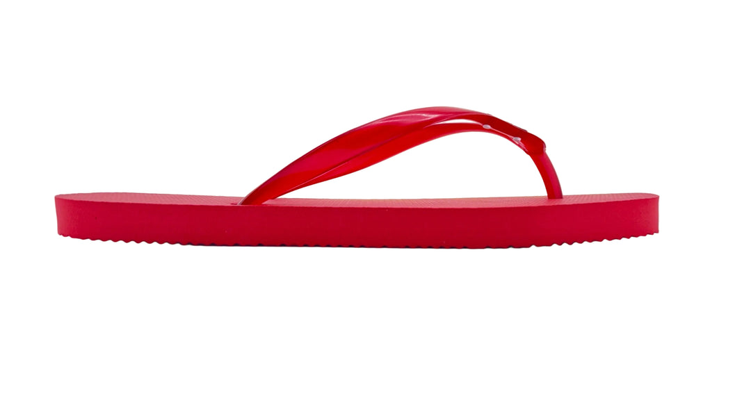 Red flip-flop sandal on a white background